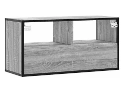 Mueble TV madera ingeniería y metal roble ahumado 80x31x39,5 cm