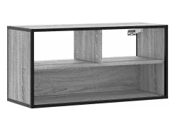 Mueble TV madera ingeniería y metal roble ahumado 80x31x39,5 cm