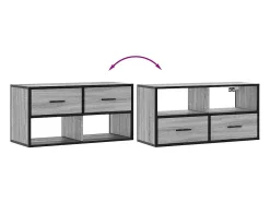 Mueble TV madera ingeniería y metal roble ahumado 80x31x39,5 cm