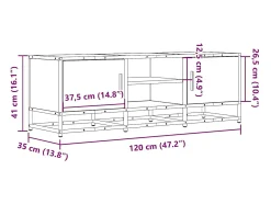 Mueble TV metal y madera ingeniería marrón roble 120x35x41 cm