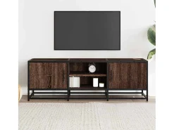 Mueble TV metal y madera ingeniería marrón roble 120x35x41 cm