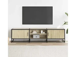 Mueble TV metal y madera ingeniería roble Sonoma 160x35x41 cm