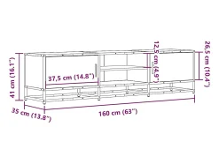 Mueble TV metal y madera ingeniería roble Sonoma 160x35x41 cm
