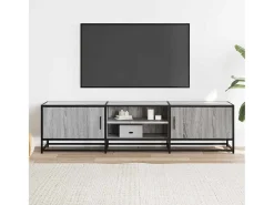 Mueble TV metal y madera ingeniería gris Sonoma 160x35x41 cm
