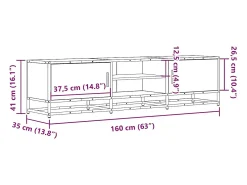 Mueble TV metal y madera ingeniería gris Sonoma 160x35x41 cm