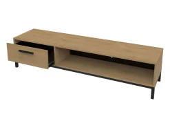 Mueble TV Moderno Roble Hamilton/Negro 1 Cajón, Estante, Puerta 183x41x45cm