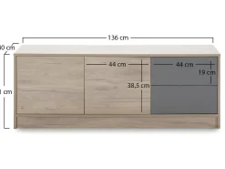Mueble TV Panama 2 cajones 2 Puertas, Color Madera/Gris