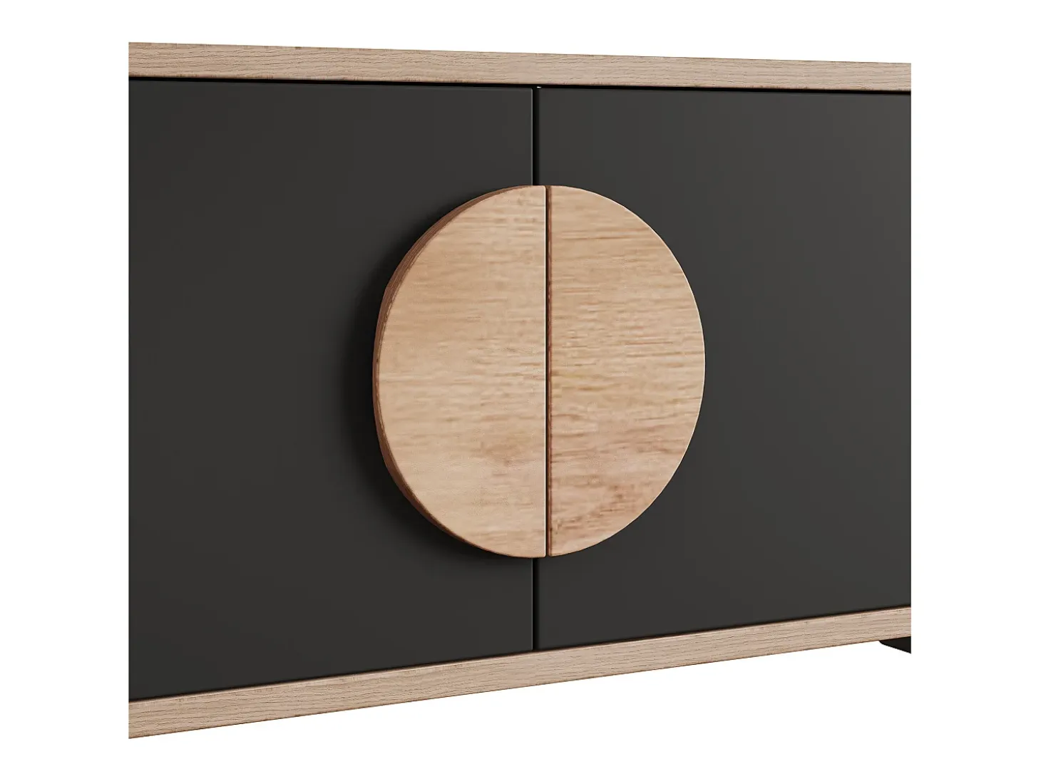 Mueble TV para TV de 80 pulgadas con 3 puertas - Color negro y madera