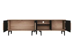 Mueble TV para TV de 80 pulgadas con 3 puertas - Color negro y madera