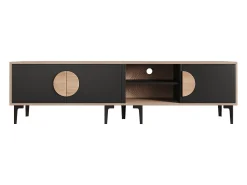 Mueble TV para TV de 80 pulgadas con 3 puertas - Color negro y madera