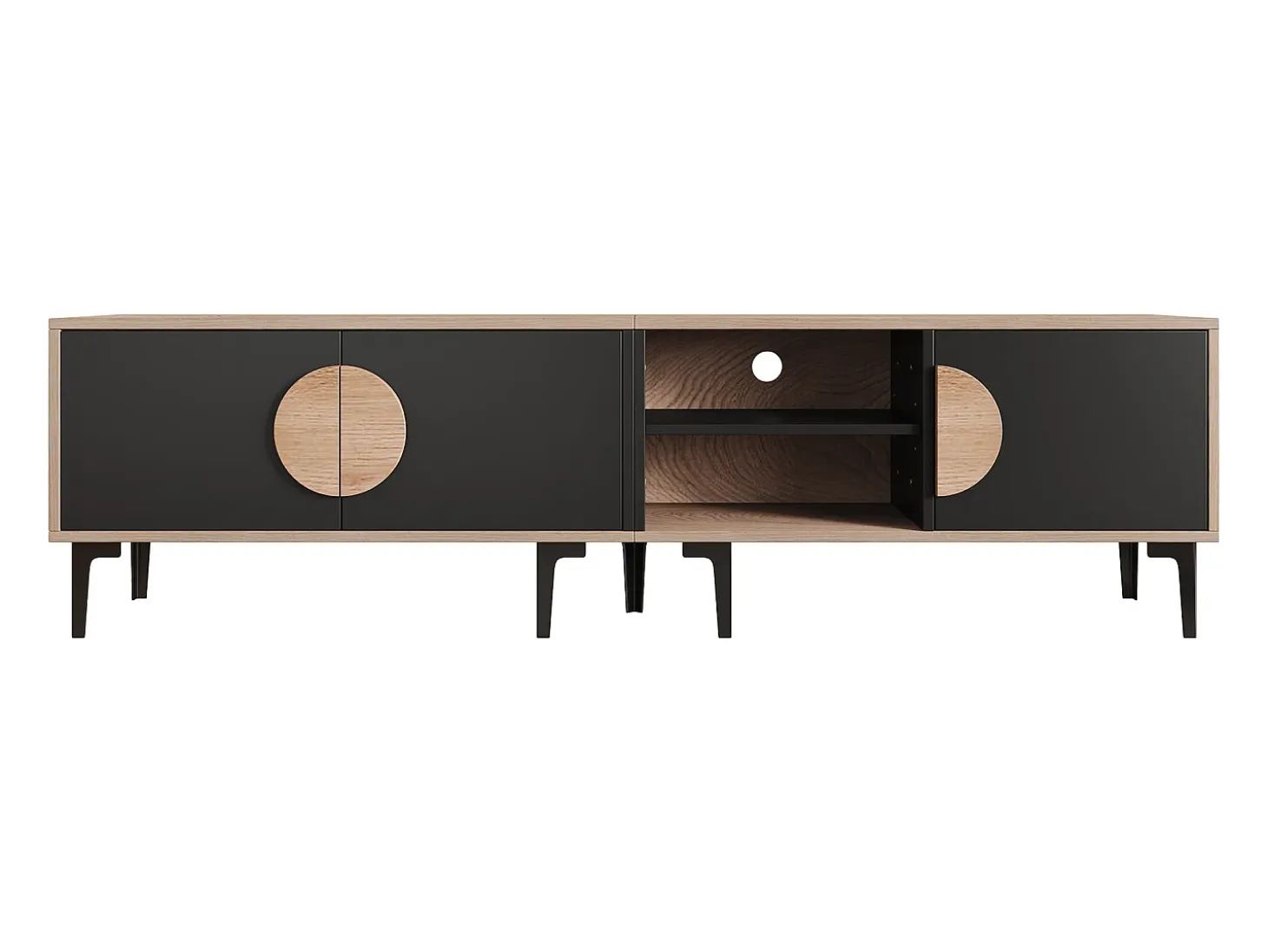 Mueble TV para TV de 80 pulgadas con 3 puertas - Color negro y madera