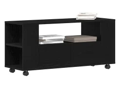 Mueble TV ruedas madera ingeniería roble negro 102x34,5x43cm