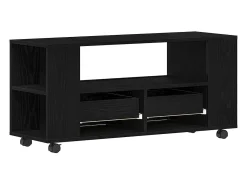 Mueble TV ruedas madera ingeniería roble negro 102x34,5x43cm