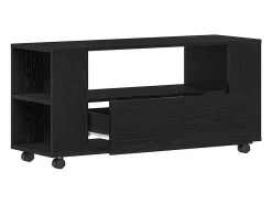 Mueble TV ruedas madera ingeniería roble negro 102x34,5x43cm