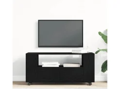 Mueble TV ruedas madera ingeniería roble negro 102x34,5x43cm