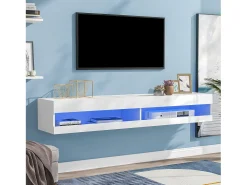 Mueble TV suspendido 140 cm con LED - Blanco