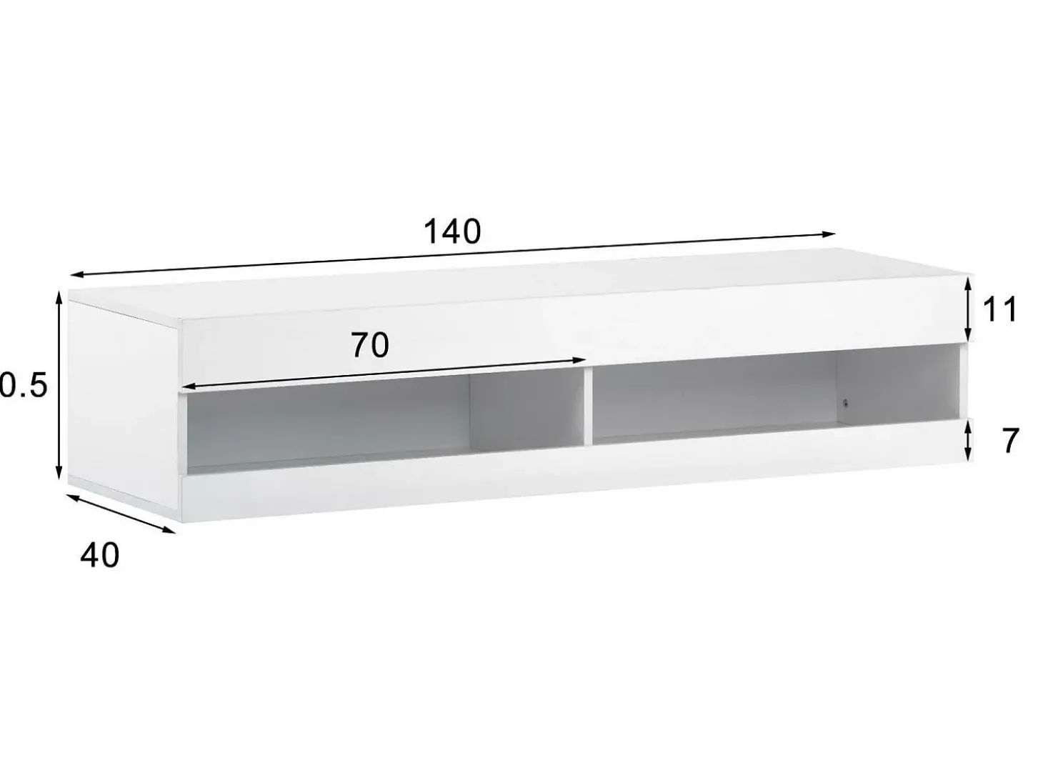 Mueble TV suspendido 140 cm con LED - Blanco