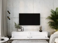 Mueble TV suspendido, (2 x 100) x 34 x 32 cm, blanco mate