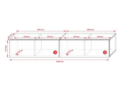 Mueble TV suspendido, (2 x 100) x 34 x 32 cm, blanco mate