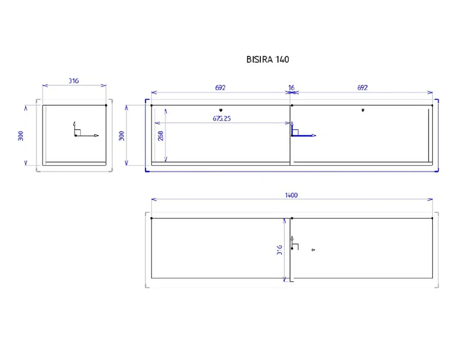 Mueble TV suspendido con efecto - Mármol Blanco Egger / Oro - 140 cm - Bisira