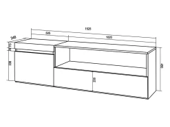Mueble TV, Televisión, 150x35x45cm, Para TV hasta 65", Colgado, Suspendido, Blanco y negro