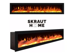 Mueble TV, Televisión, 200x35x57cm, Para TV hasta 80", Chimenea eléctrica, Diseño industrial, Roble y negro