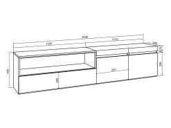 Mueble TV, Televisión, 200x35x45cm, Para TV hasta 80