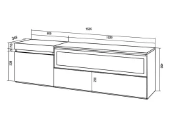 Mueble TV, Televisión, 150x35x45cm, Para TV hasta 65", Chimenea eléctrica, Roble y negro