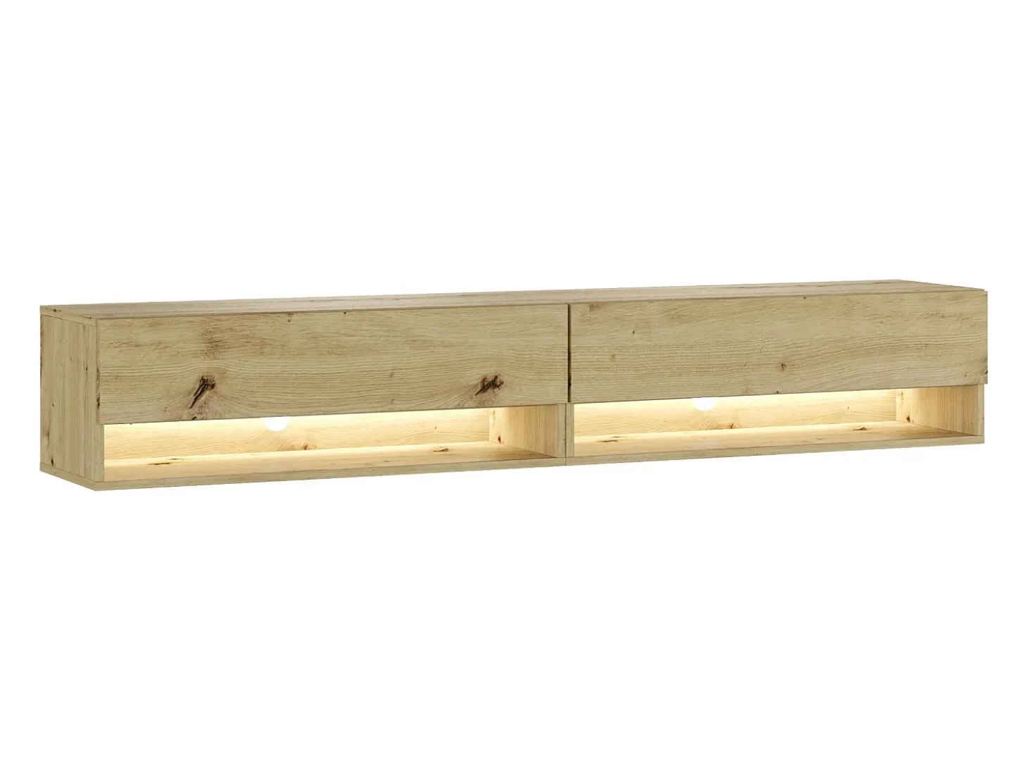 Mueble TV, Televisión, 180x34x30cm, LED, Con almacenamiento, Roble