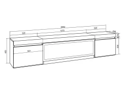Mueble TV, Televisión, 208x35x45cm, Para TV hasta 80