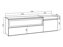 Mueble TV, Televisión, 150x35x45cm, Para TV hasta 65