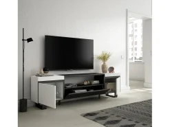 Mueble TV, Televisión, 200x35x57cm, Para TV hasta 80", Diseño industrial, Blanco y negro