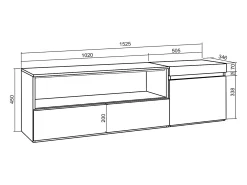 Mueble TV, Televisión, 150x35x45cm, Para TV hasta 65