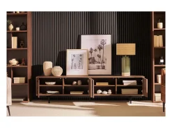 Mueble TV vintage de nogal y metal 200 cm MANNY