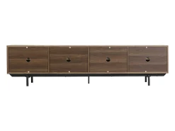Mueble TV vintage de nogal y metal 200 cm MANNY