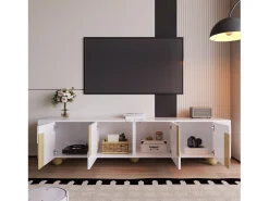 Mueble TV 180x40x44 cm - 4 puertas - MDF+aglomerado - blanco