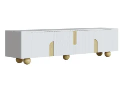 Mueble TV 180x40x44 cm - 4 puertas - MDF+aglomerado - blanco