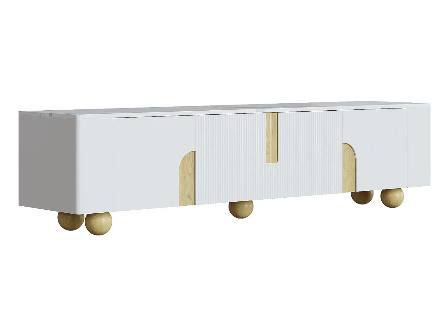 Mueble TV 180x40x44 cm - 4 puertas - MDF+aglomerado - blanco