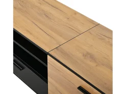 Mueble TV 180x32,5x50 cm con 3 puertas y un cajón - Color madera y negro