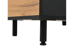 Mueble TV 180x32,5x50 cm con 3 puertas y un cajón - Color madera y negro