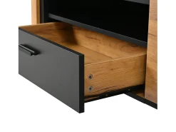 Mueble TV 180x32,5x50 cm con 3 puertas y un cajón - Color madera y negro