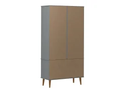 Mueble vitrina MOLDE madera maciza de pino gris 90x35x175 cm