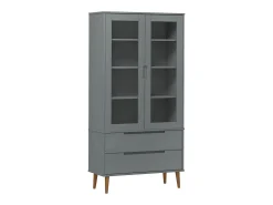 Mueble vitrina MOLDE madera maciza de pino gris 90x35x175 cm