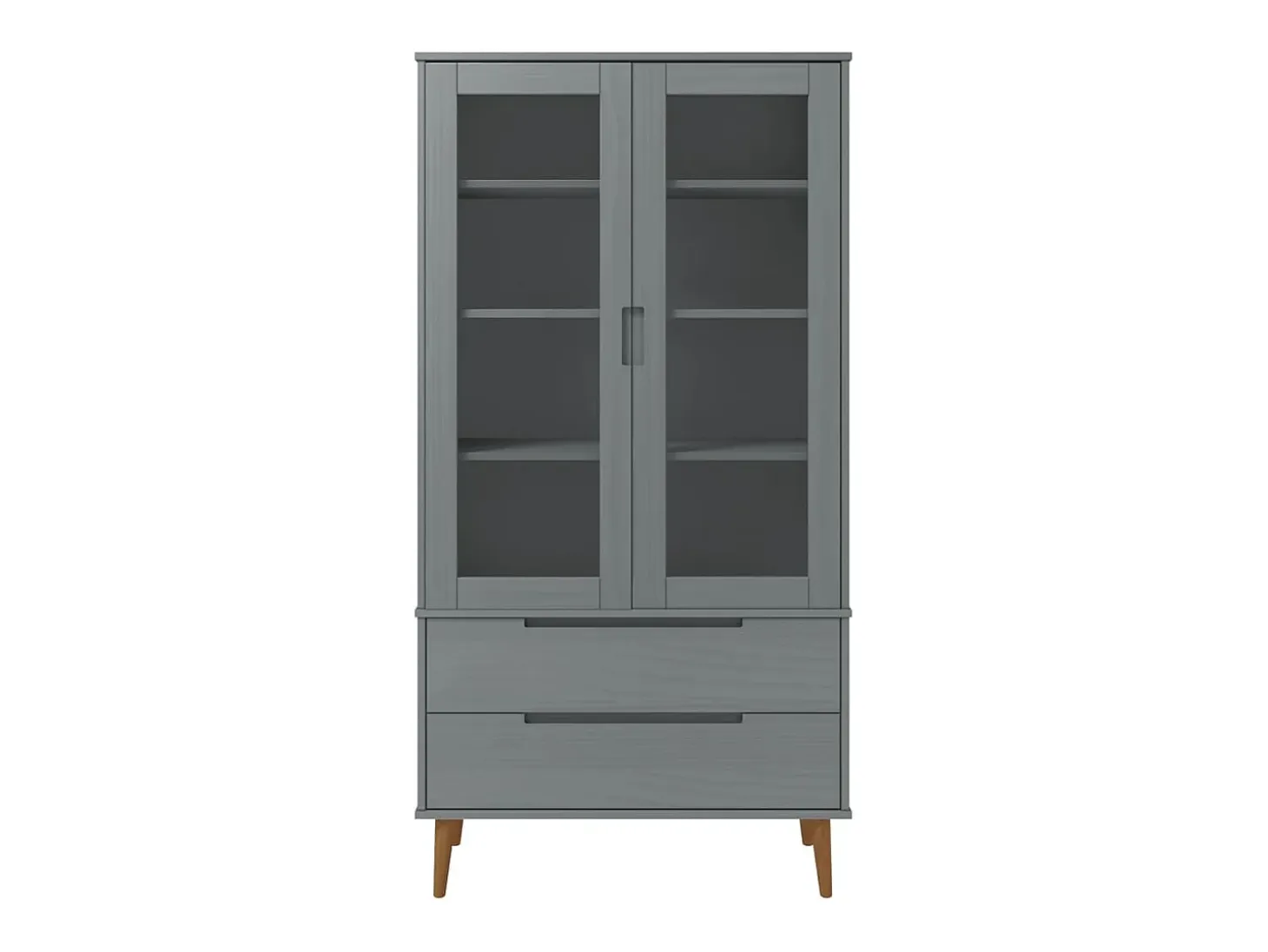 Mueble vitrina MOLDE madera maciza de pino gris 90x35x175 cm