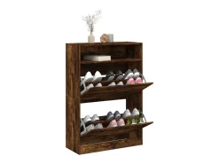 Mueble zapatero 2 cajones abatibles roble ahumado 80x34x116 cm ES232477