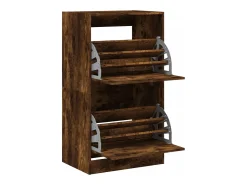 Mueble zapatero 2 cajones abatibles roble ahumado 60x42x108 cm ES218249