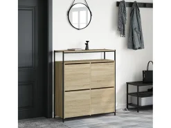 Mueble zapatero 4 cajones abatibles roble Sonoma 100x34x112 cm ES436973