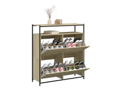 Mueble zapatero 4 cajones abatibles roble Sonoma 100x34x112 cm ES436973