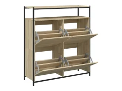 Mueble zapatero 4 cajones abatibles roble Sonoma 100x34x112 cm ES436973