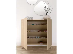 Mueble zapatero almacenaje - A87cm x L90cm x F27cm nogal claro - Bergen